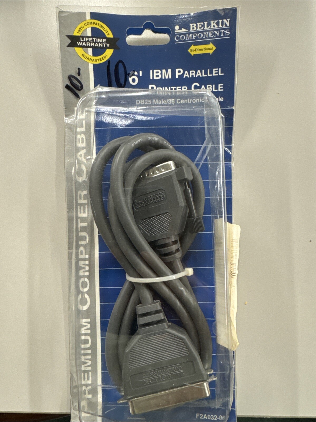 BELKIN COMPONENTS F2A032-06 DB25 Male Printer Cable NOS