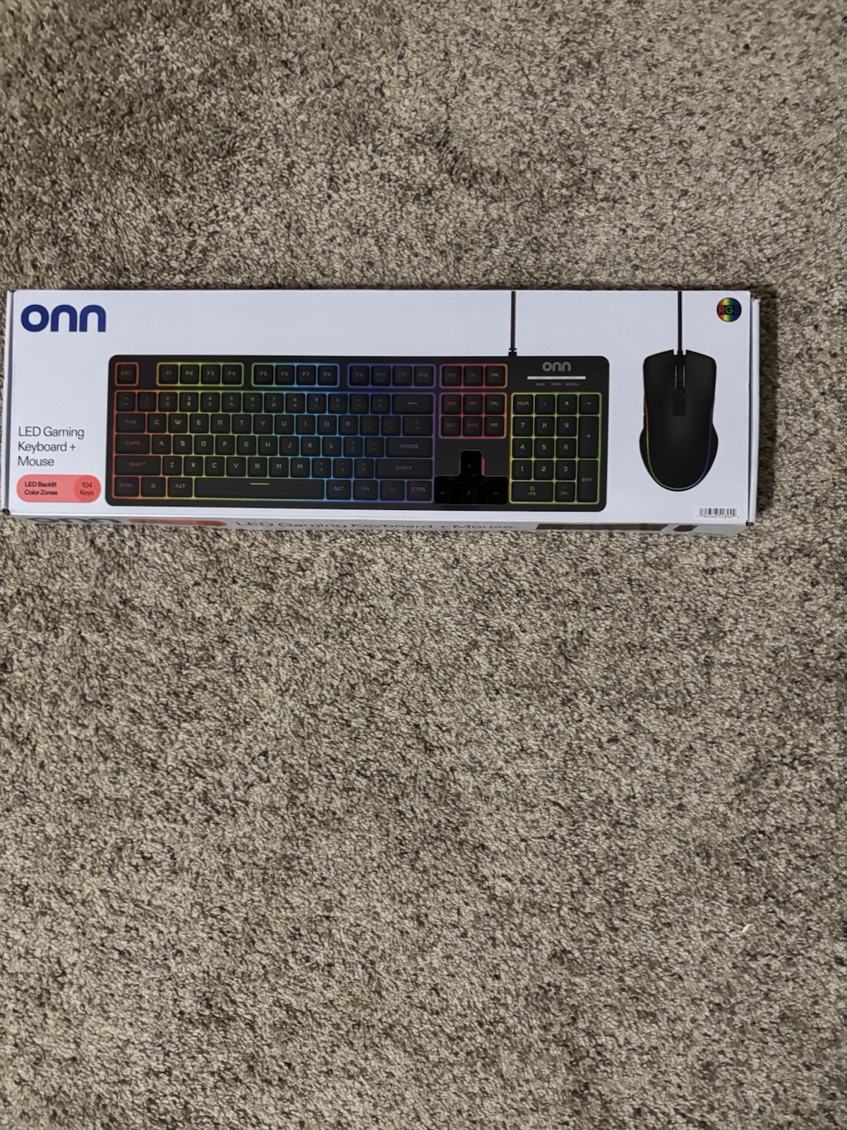 onn. LED Gaming Keyboard & Mouse Combo Wired USB RGB 7200 DPI 104-Key
