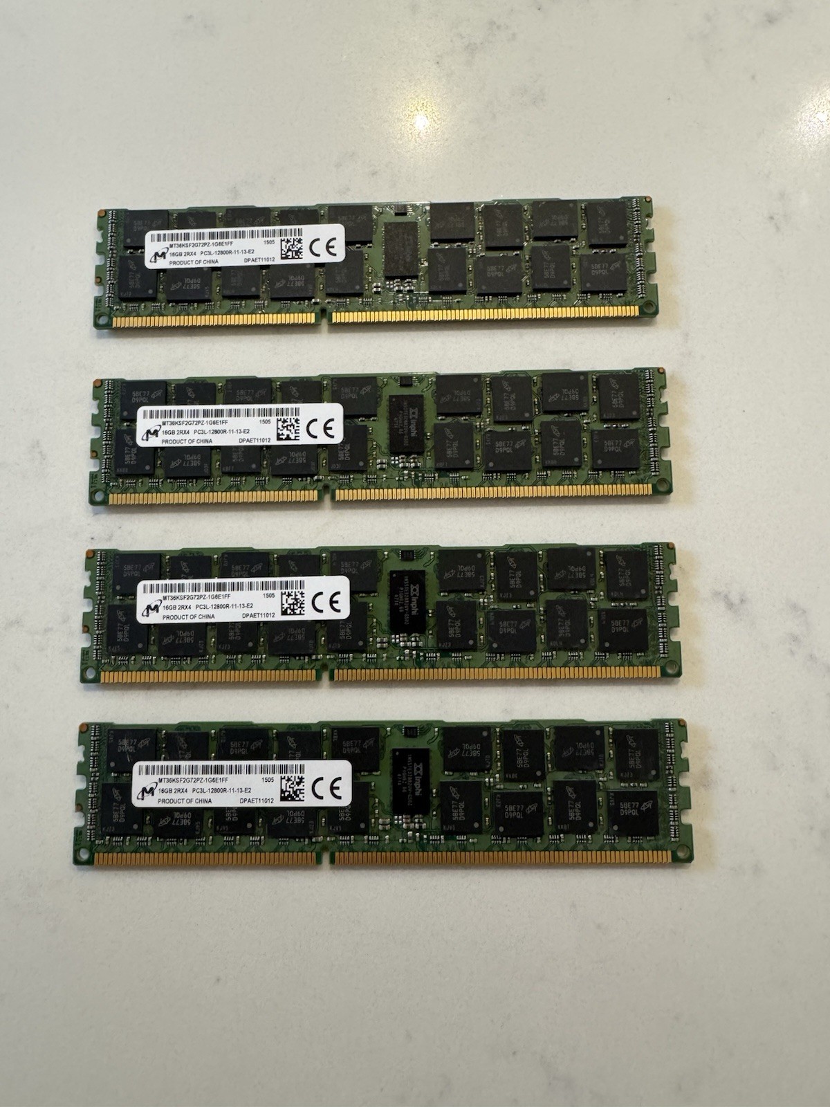 4X Micron 16GB 2RX4 PC3L 12800R Ram Memory Modules MT36KSF2G72PZ