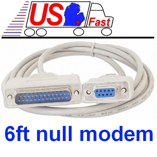 6ft DB9 F/FEMALE~DB25 pin M/MALE Serial Null Modem Data Cable,Nul wired Cord,9c