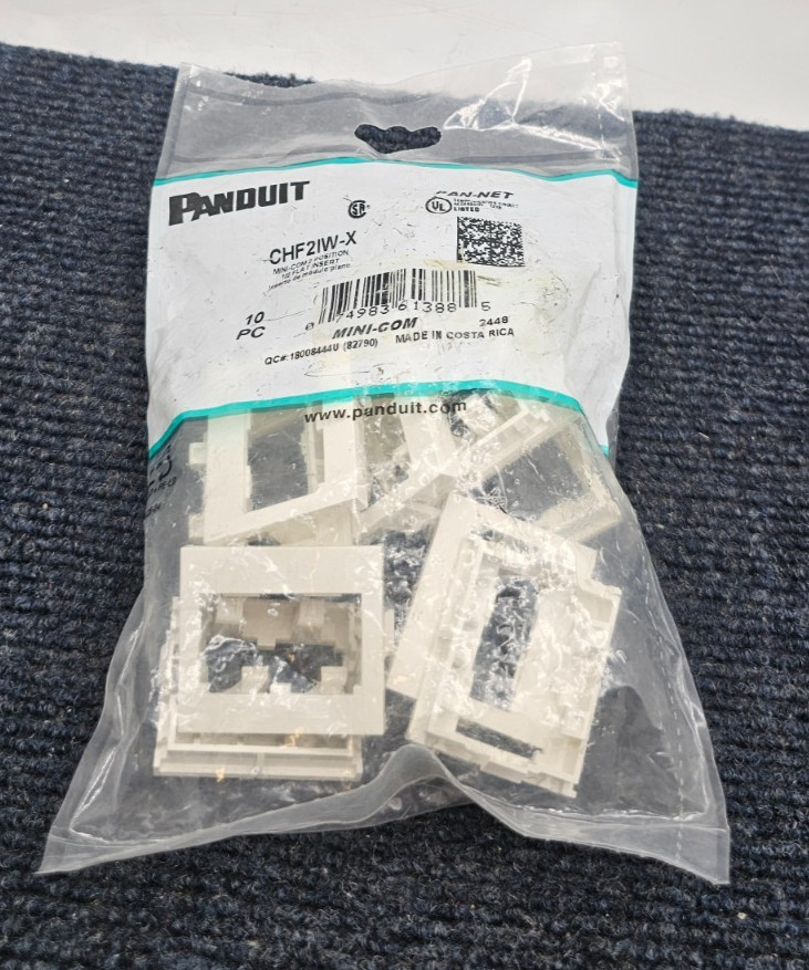 (10 PIECES) Panduit CHF2IW-X Mini-Com 2 Position 1/2 Flat Insert