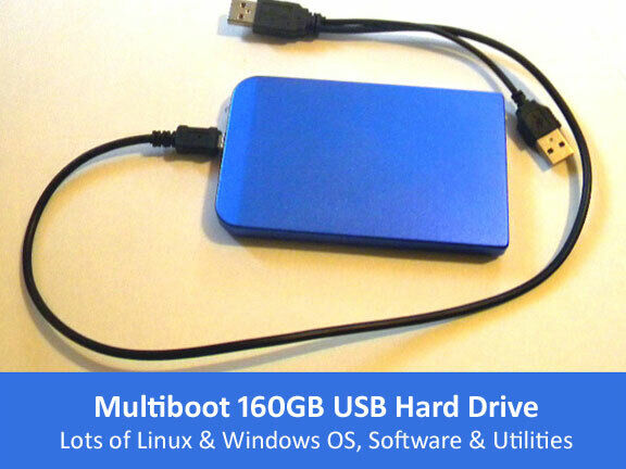 Live Linux Multiboot 160GB USB Hard Drive With Lots of OS, Software & Utilities