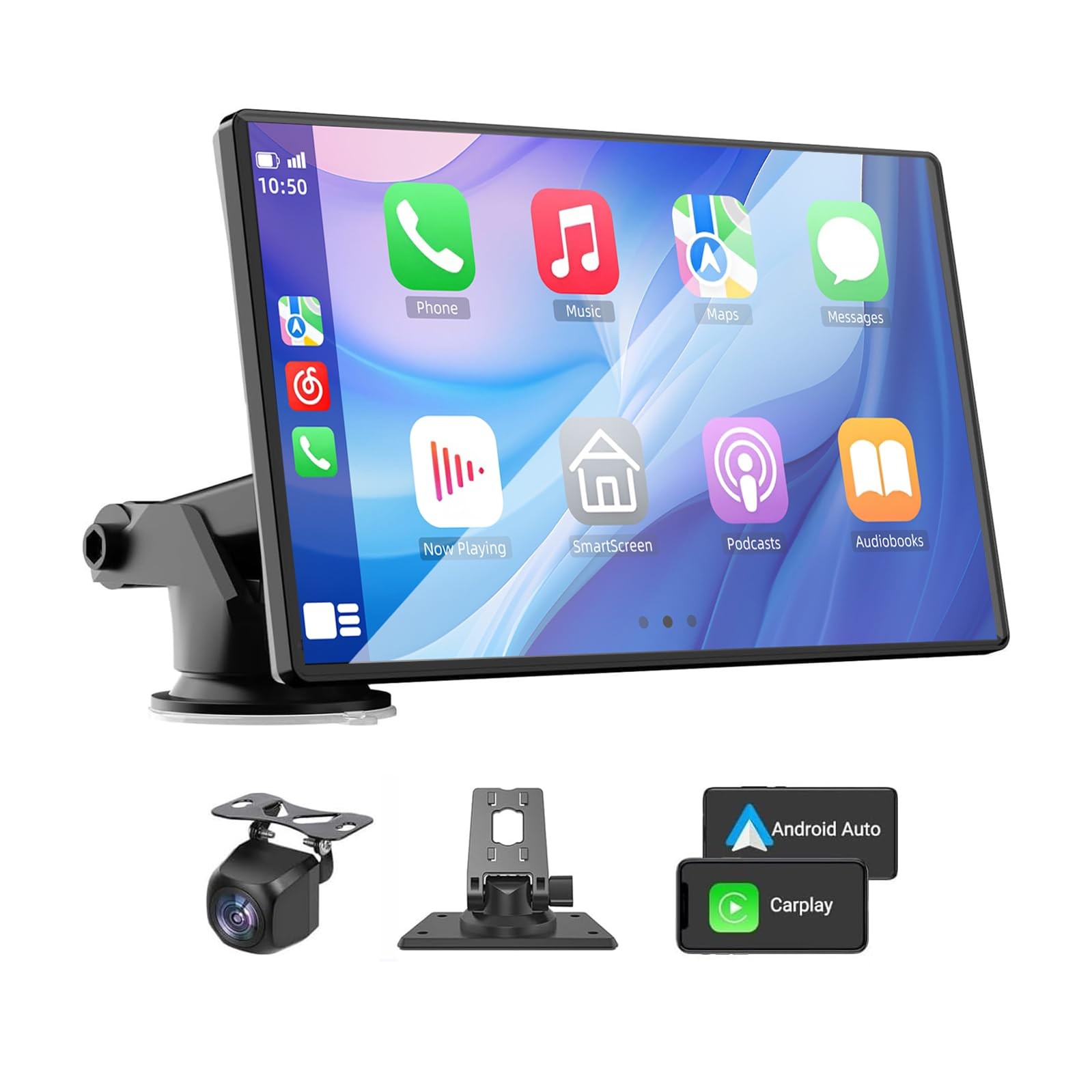 Wireless Carplay and Android Auto Screen for Car, 7" HD Portable Touch Screen...