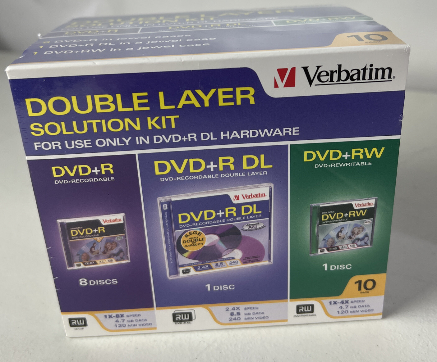 NEW Verbatim DVD+R Double Layer Solution Kit  10Pack Media Sealed