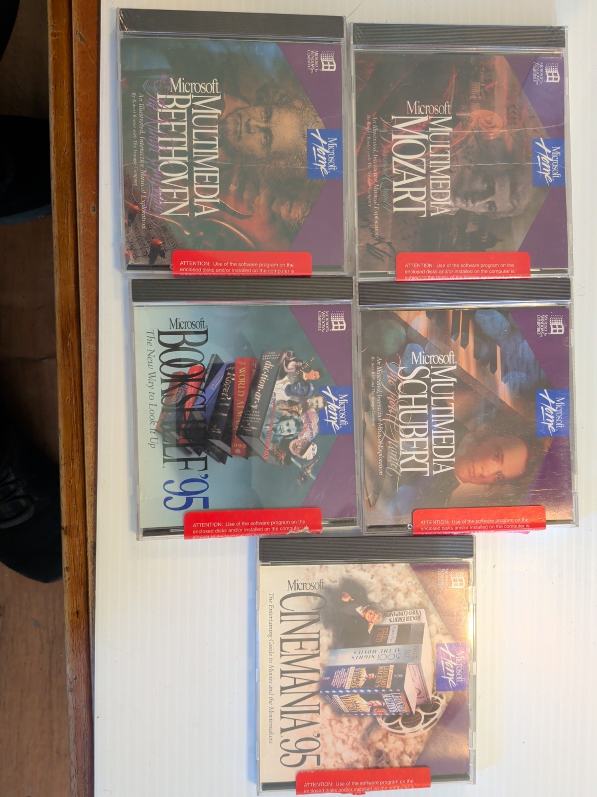 5 CD-ROM LOT Microsoft Windows  Multimedia Beethoven Schubert Mozart bookshelf 