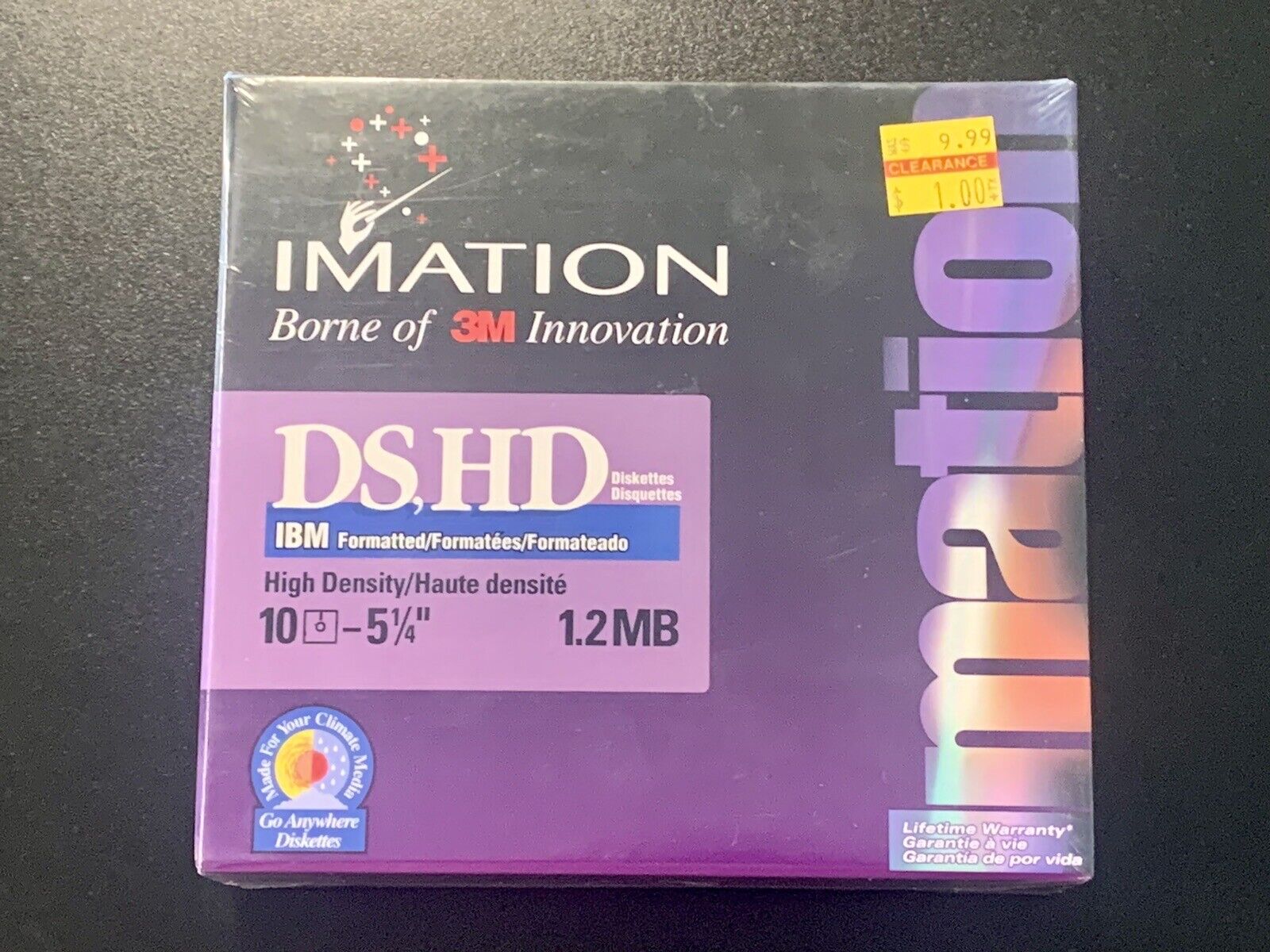 Imation 5.25 Inch 1.2 MB IBM Formatted 10 Pack DS HD High Density Diskettes Disk