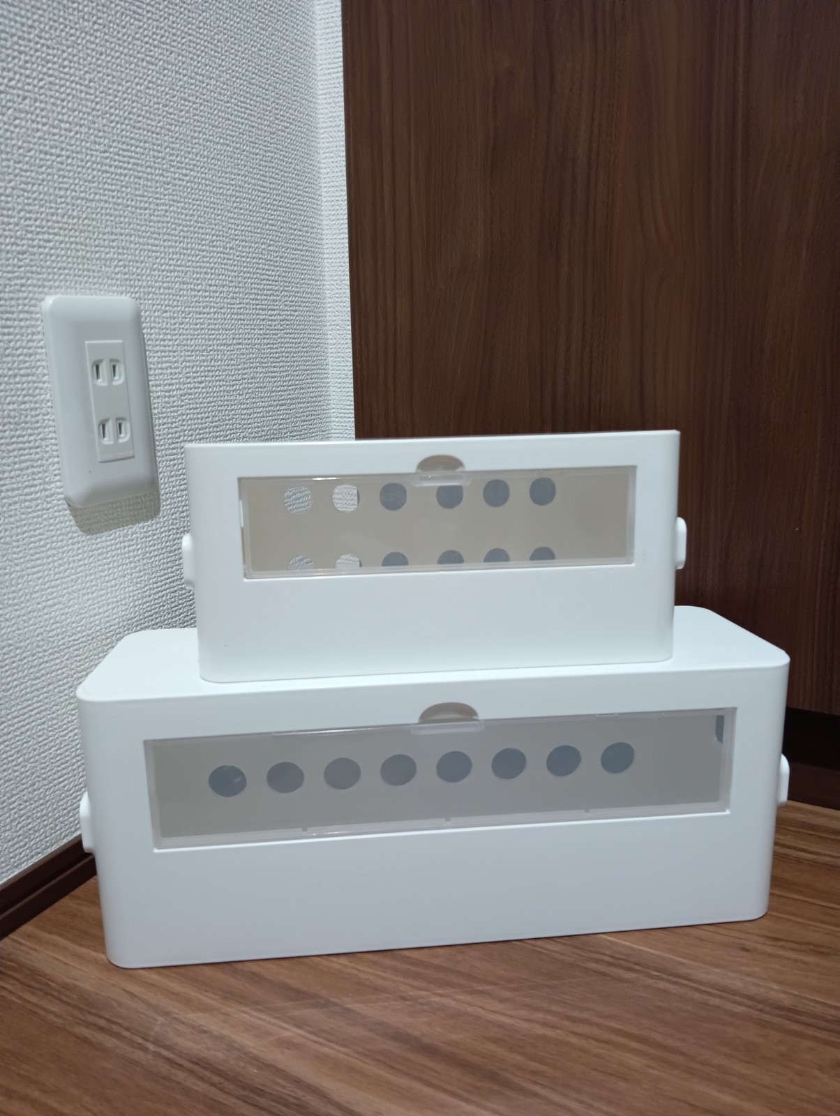 Inomata Japan Cable Management Box Set Large + Small White Power Strip Organizer