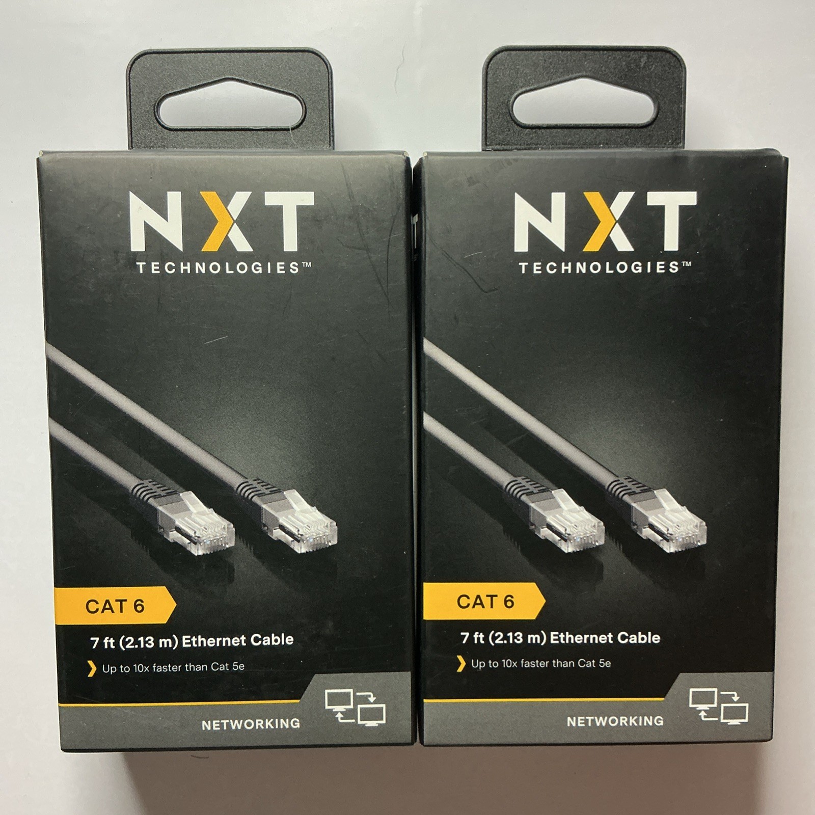 NXT Technologies Cat 6 7' Ethernet Cable Networking Cord Black Lot Of 2 New