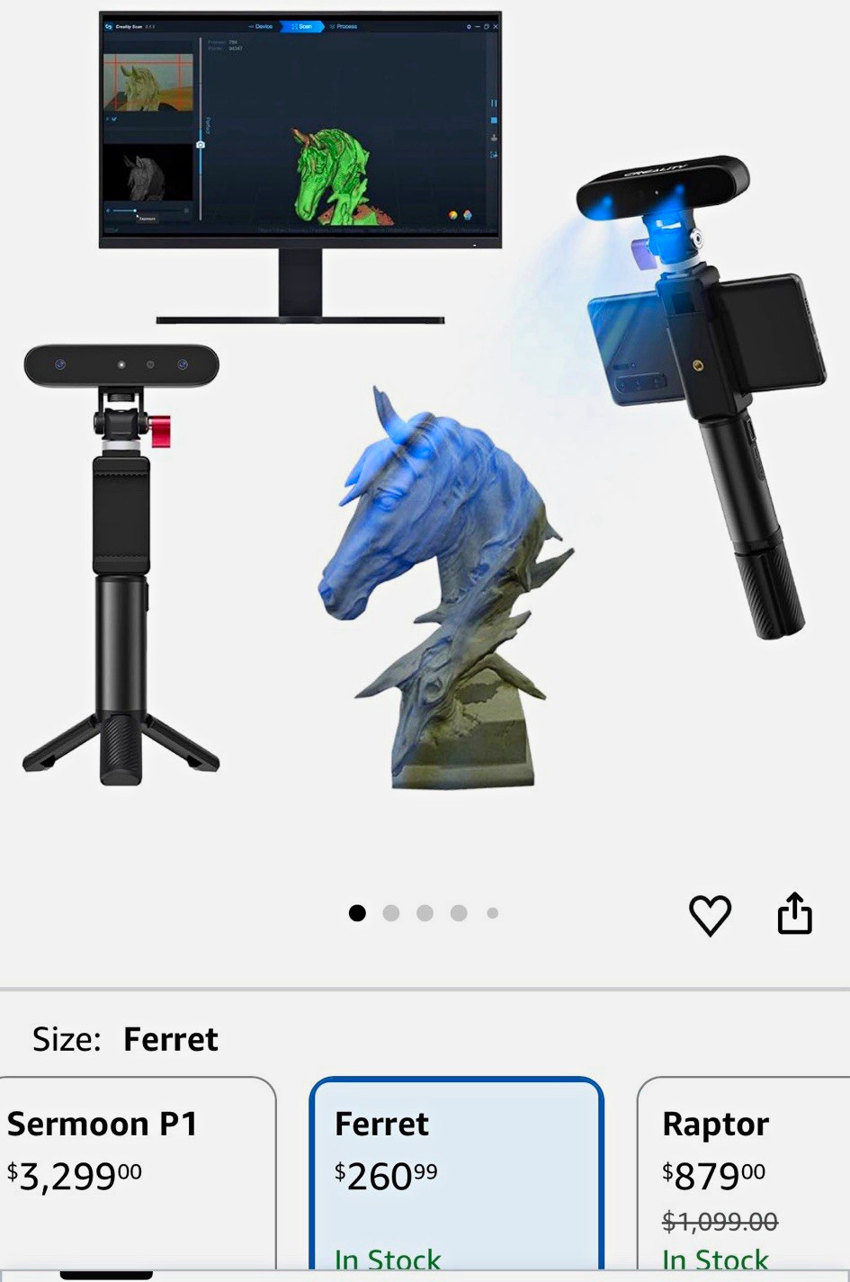 Creality CR-Scan Ferret Handheld 3D Scanner Structured Light Full Color Scan
