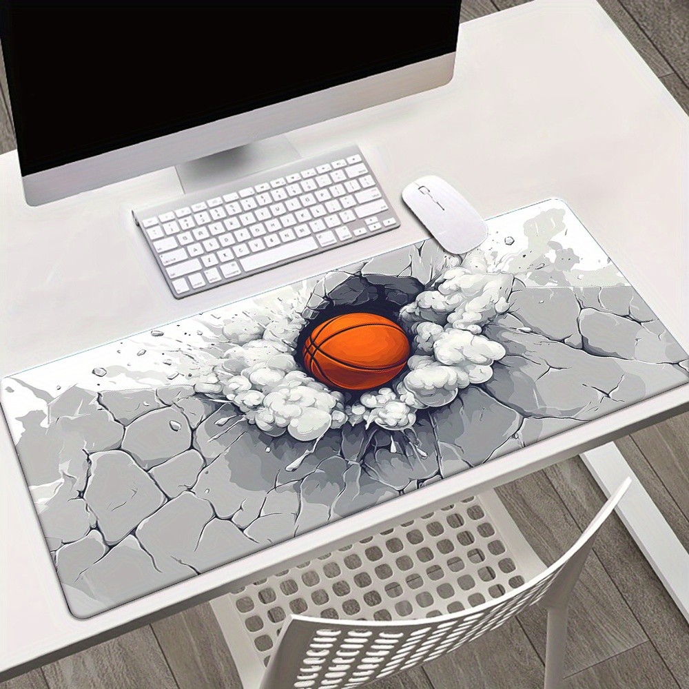 1pc Extra Large Basketball 3D Printed Gaming Mouse Pad - Durable Rubber Desk M