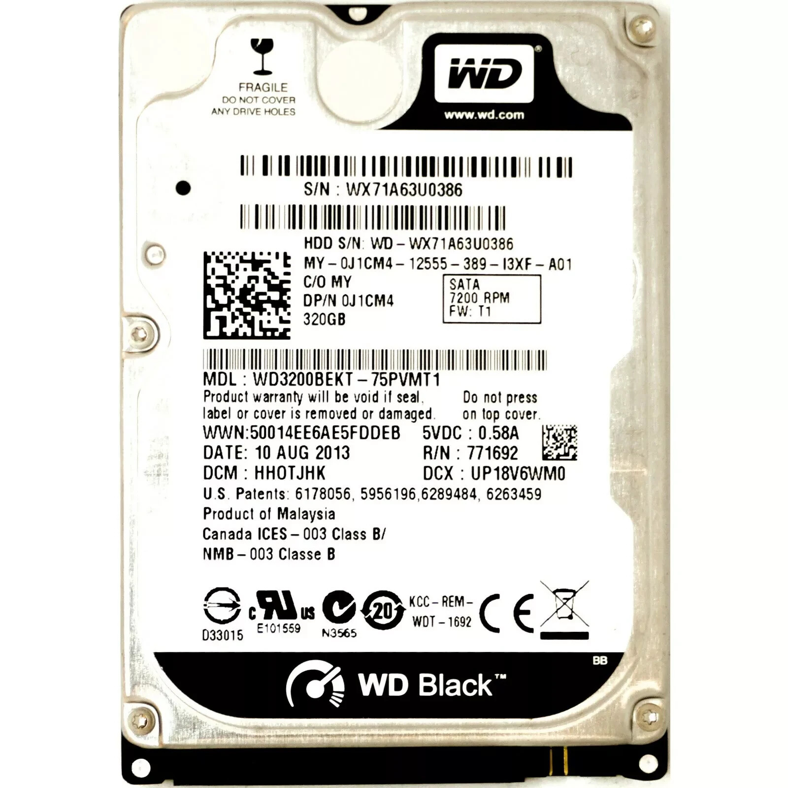 Western Digital 320GB 7200RPM SATA 2.5" Hard Drive