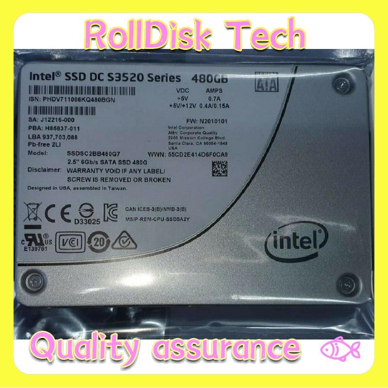 New Intel DC S3520 SERIES SSDSC2BB480G7 480GB SATA-6GBPS 3D1 MLC 2.5" SSD Drives