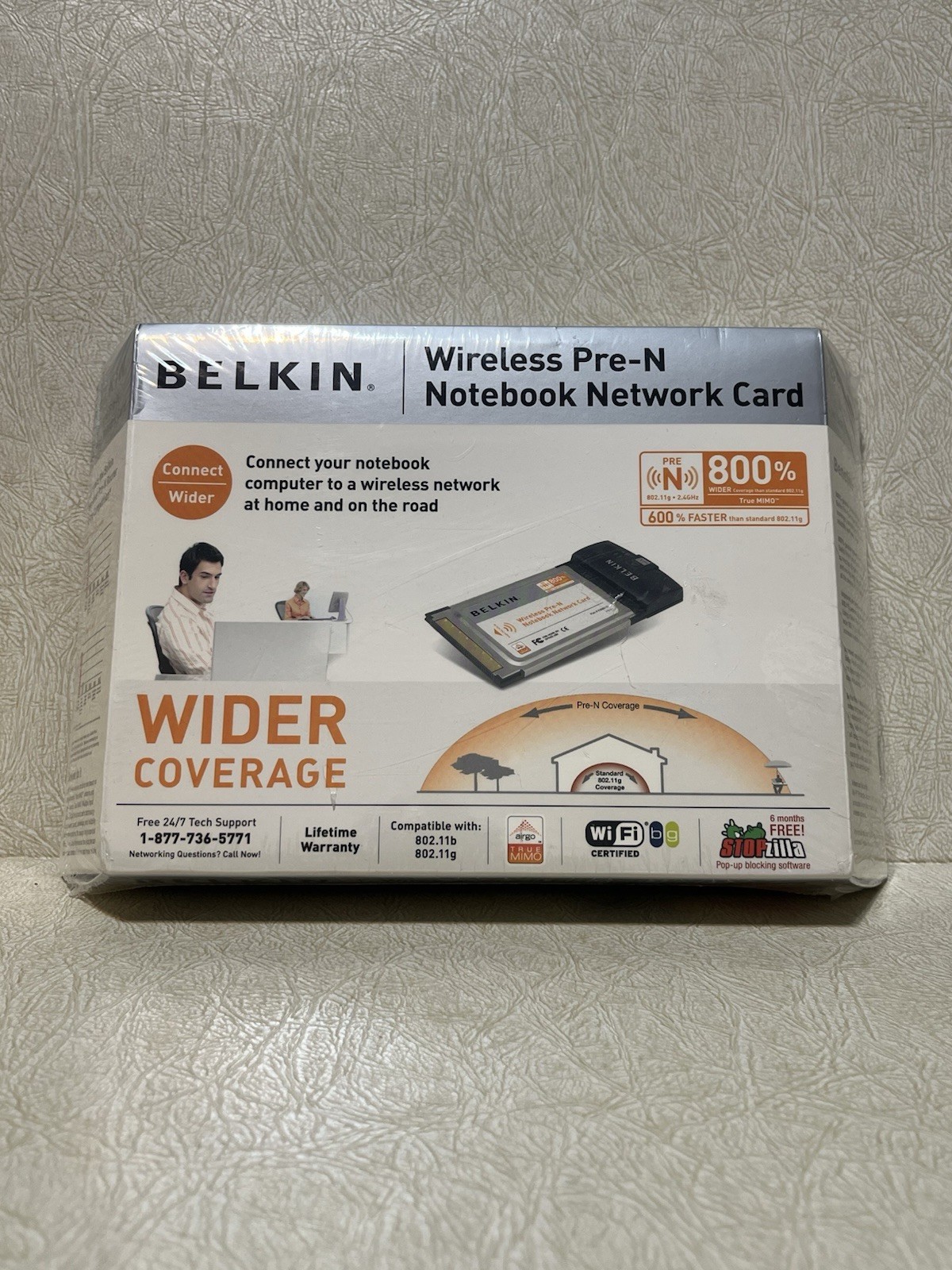 Belkin Corp Wireless Pre-N Notebook Network Card (Part# F5D8010) 2004 NEW/SEALED