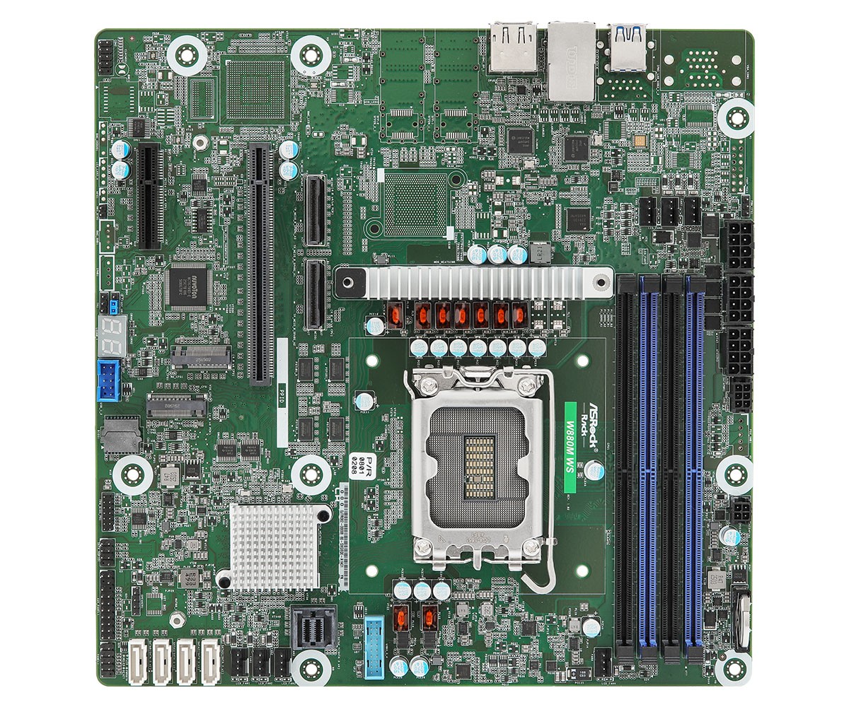 ASRock Rack Micro-ATX Motherboard LGA1851 DDR5 PCIe 5.0 Dual 1GbE W880M WS