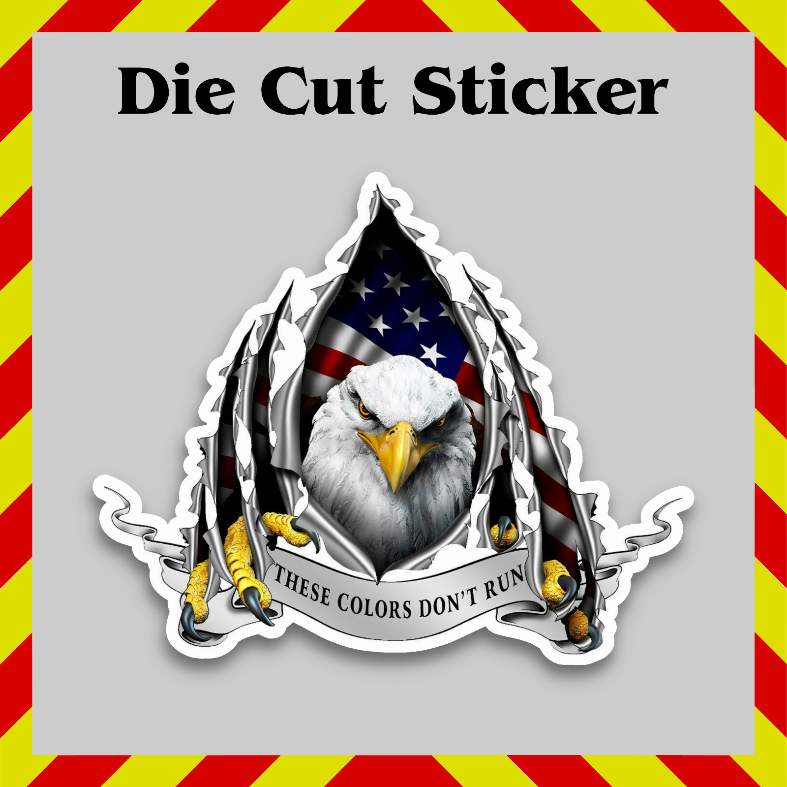 American Flag Sticker, Bald Eagle Waterproof Vinyl Printed Decal, Laptops/Gear