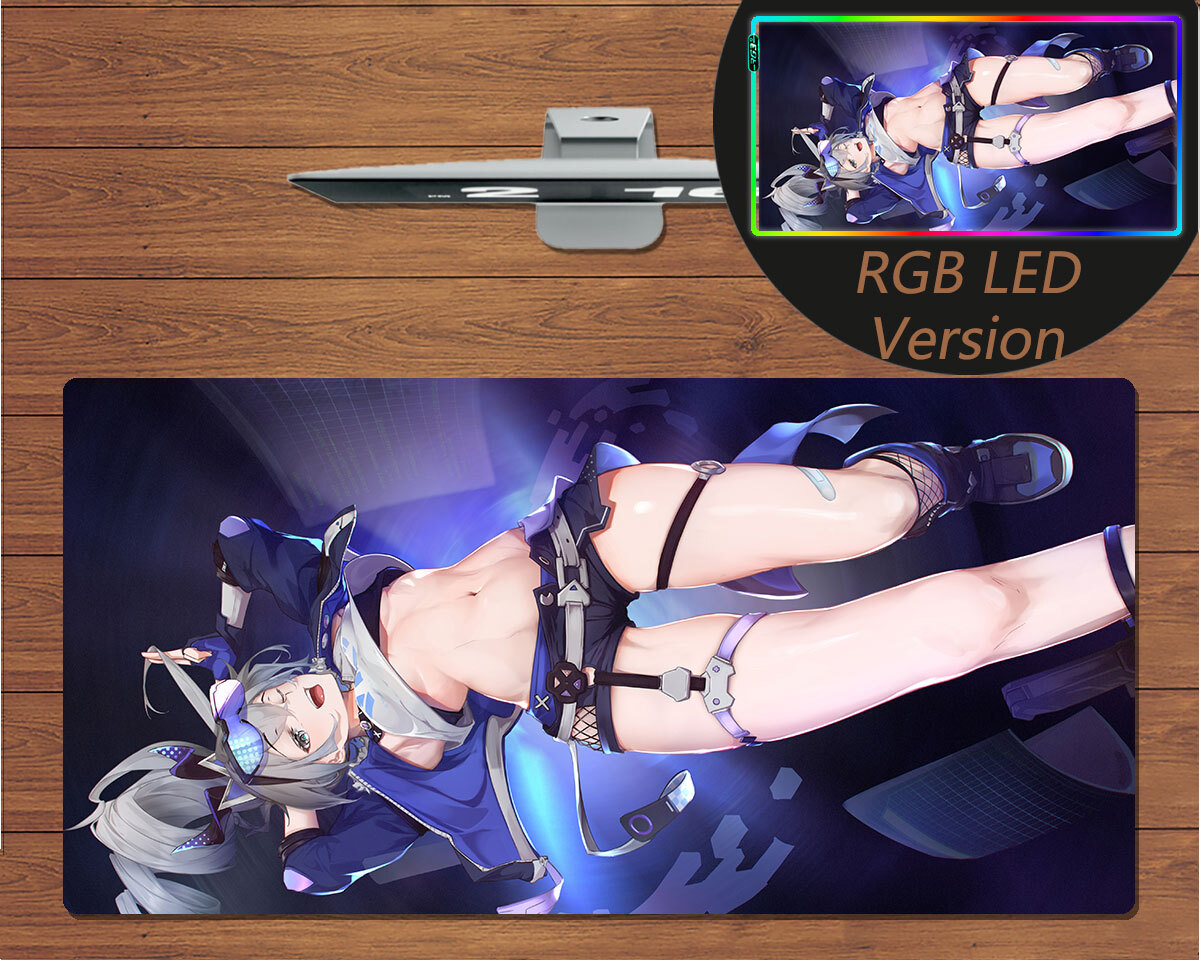RGB LED Large Mouse Pad Honkai Star Rail Silver Wolf Gaming Mat Mousepad Gift
