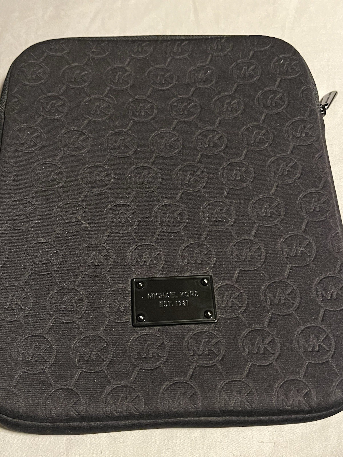 Michael Kors iPad Tablet Case Black Neoprene Padded Zip Closure 8.5” W X 10”H