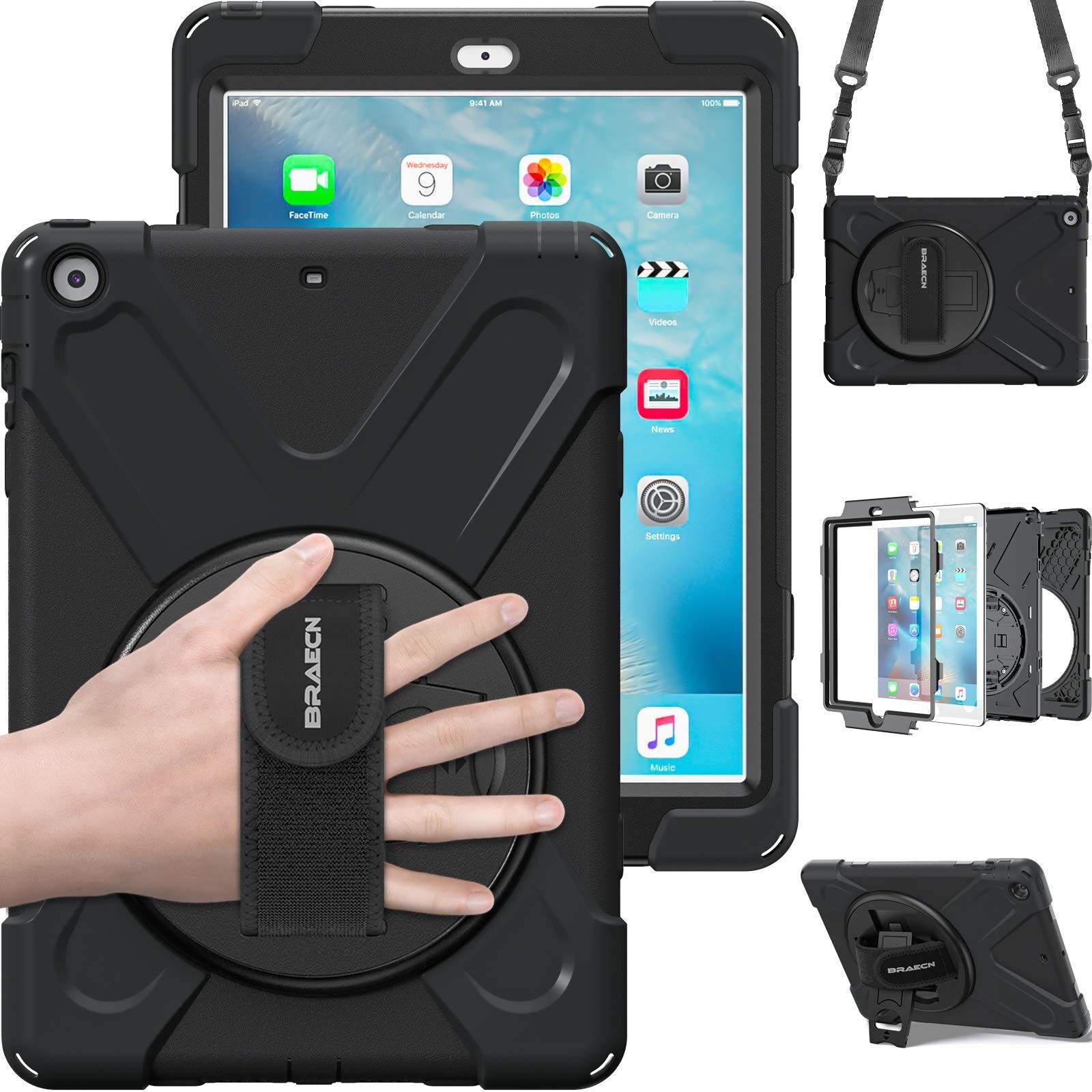 BRAECN for iPad Air Shockproof Case [Heavy Duty] Full-Body Rugged Protective ...