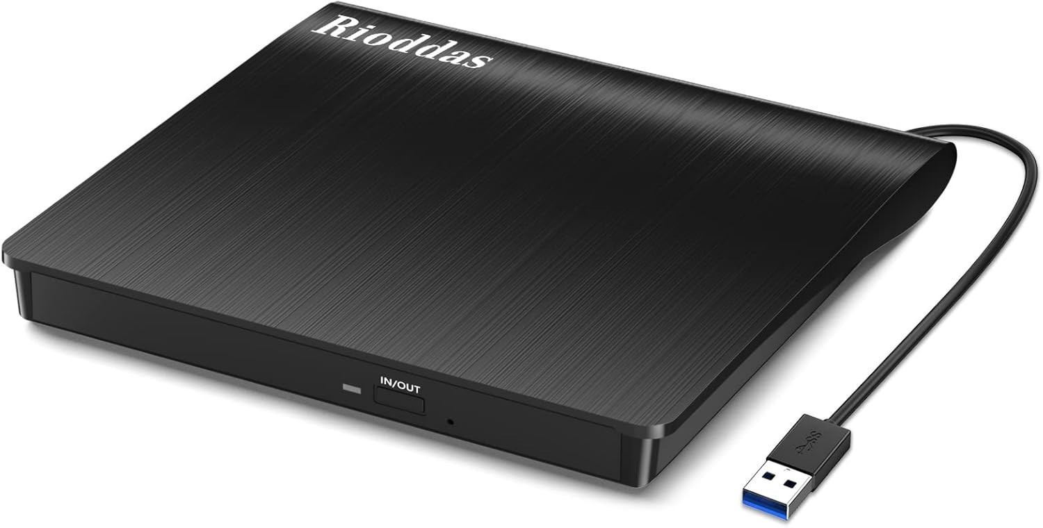Rioddas External CD/DVD Drive for Laptop USB 3.0 Player +/-RW Burner Portable