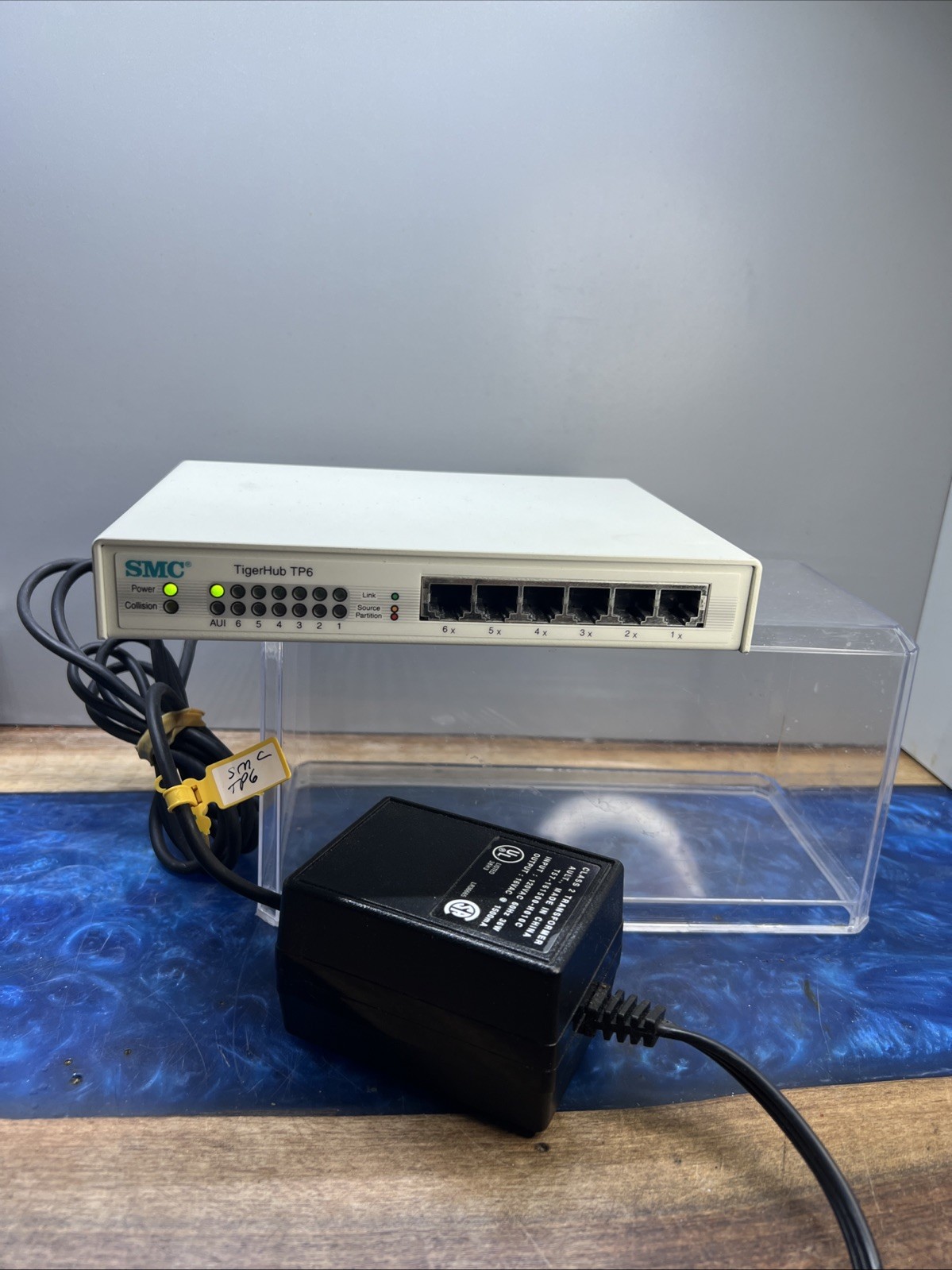 New SMC Ethernet TigerHub TP6 SMC3206T 6-Port 10BASE-T Coax Tested Works