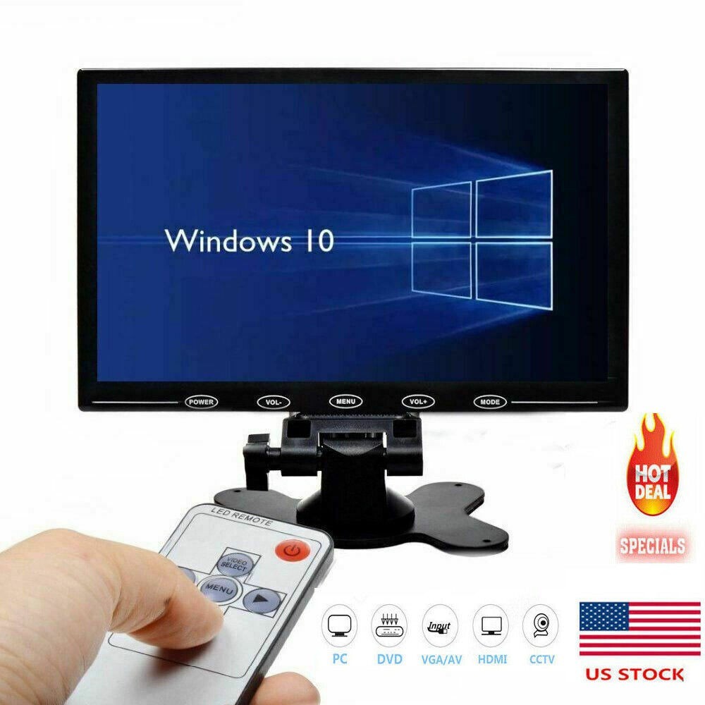Portable Monitor 10 inch LCD Display Screen with AV VGA HDMI Input for DSLR PC