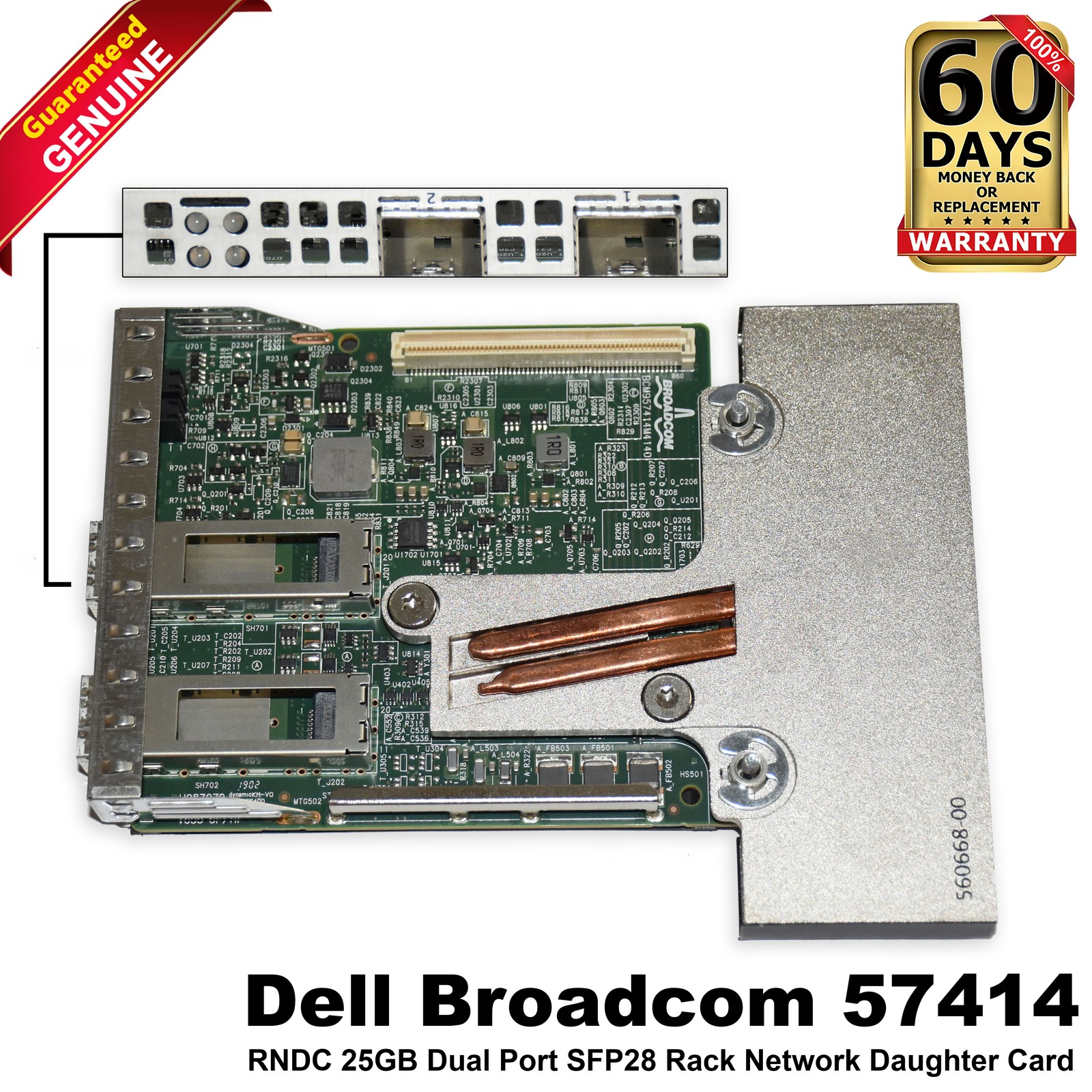 Dell PowerEdge R640 R740 Broadcom 57414 2-Port 25GbE Network Daughter Card 6WMMV