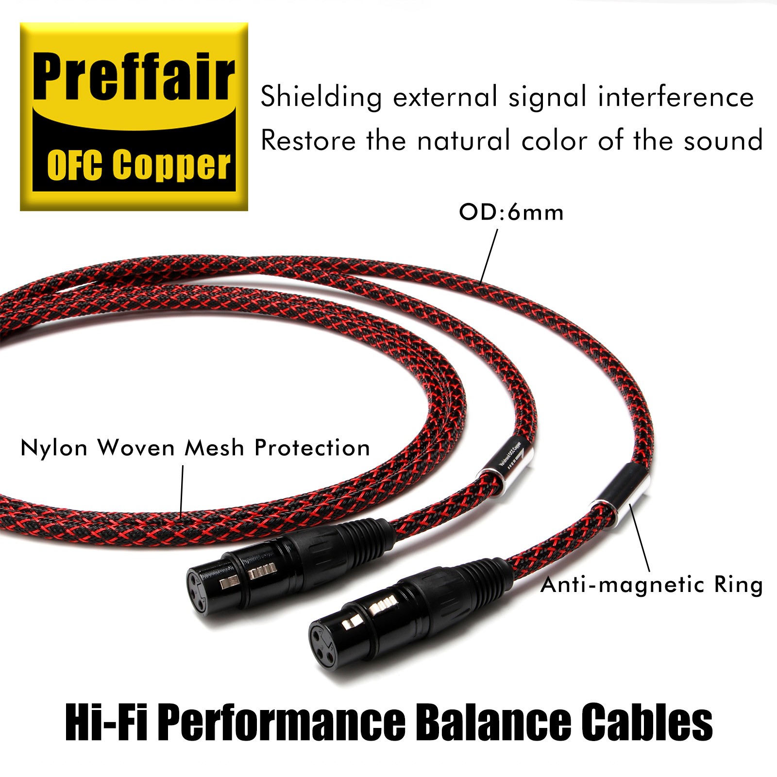 Pair OFC Copper HiFi XLR Plug Audio Balance Interconnection Cable