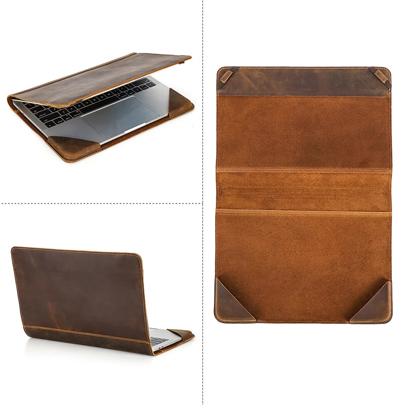 Retro Genuine Leather Laptop Sleeve Case Bag For Macbook Neo Pro Air 13 M5 M4 M3