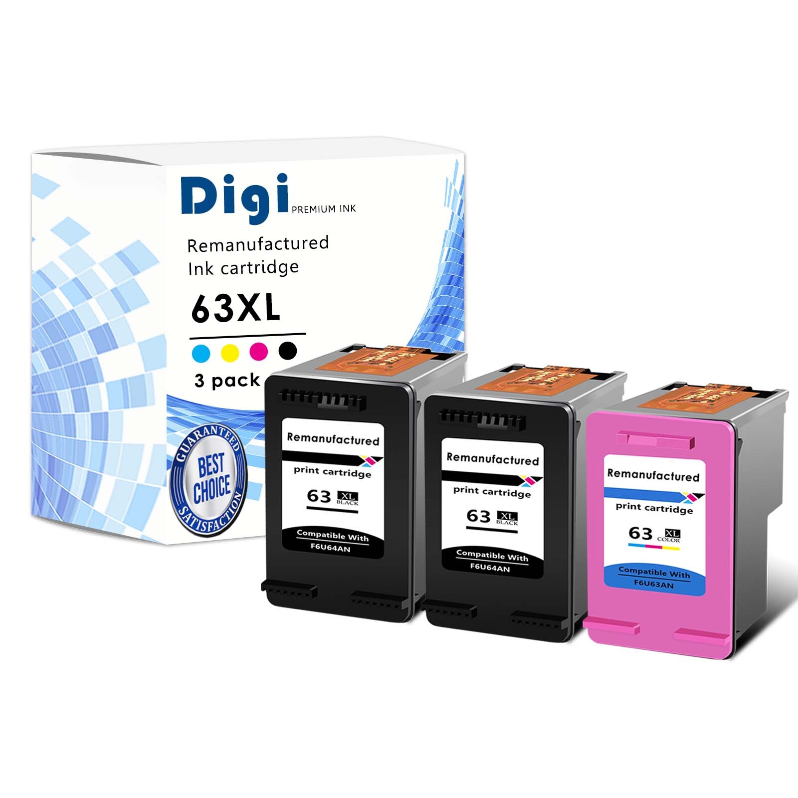 3PK Black Color 63XL Generic Ink Cartridge FOR HP Officejet 5220 5230 5232 5252