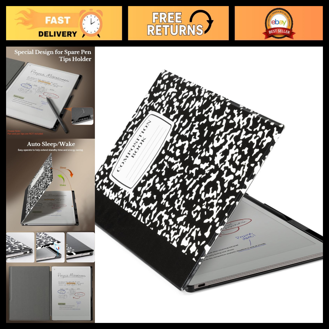 Premium Case for Remarkable Paper Pro 11.8" Tablet - 2024 Release, Durable & Sty