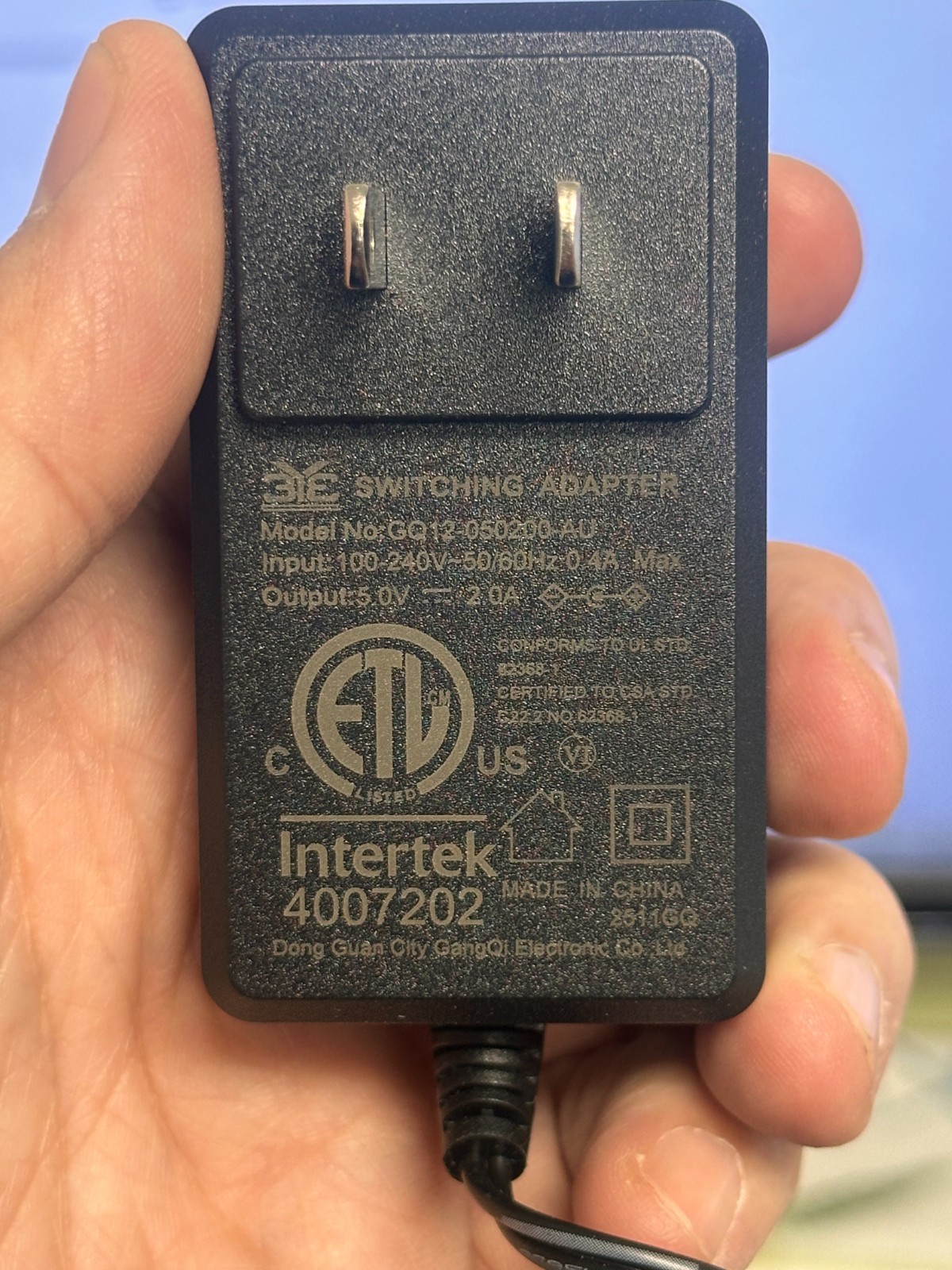 Intertek GQ12-050200-AU 5V/2A  Switching Power Adapter for Fanvil IP Phones V64