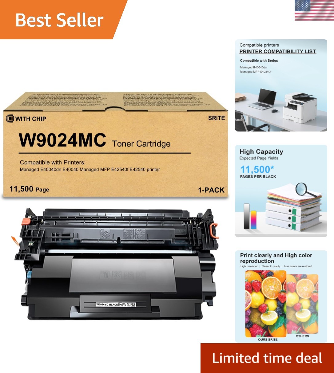 Compatible W9024 W9024MC Black Toner Cartridge - Perfect for Offices & Schools