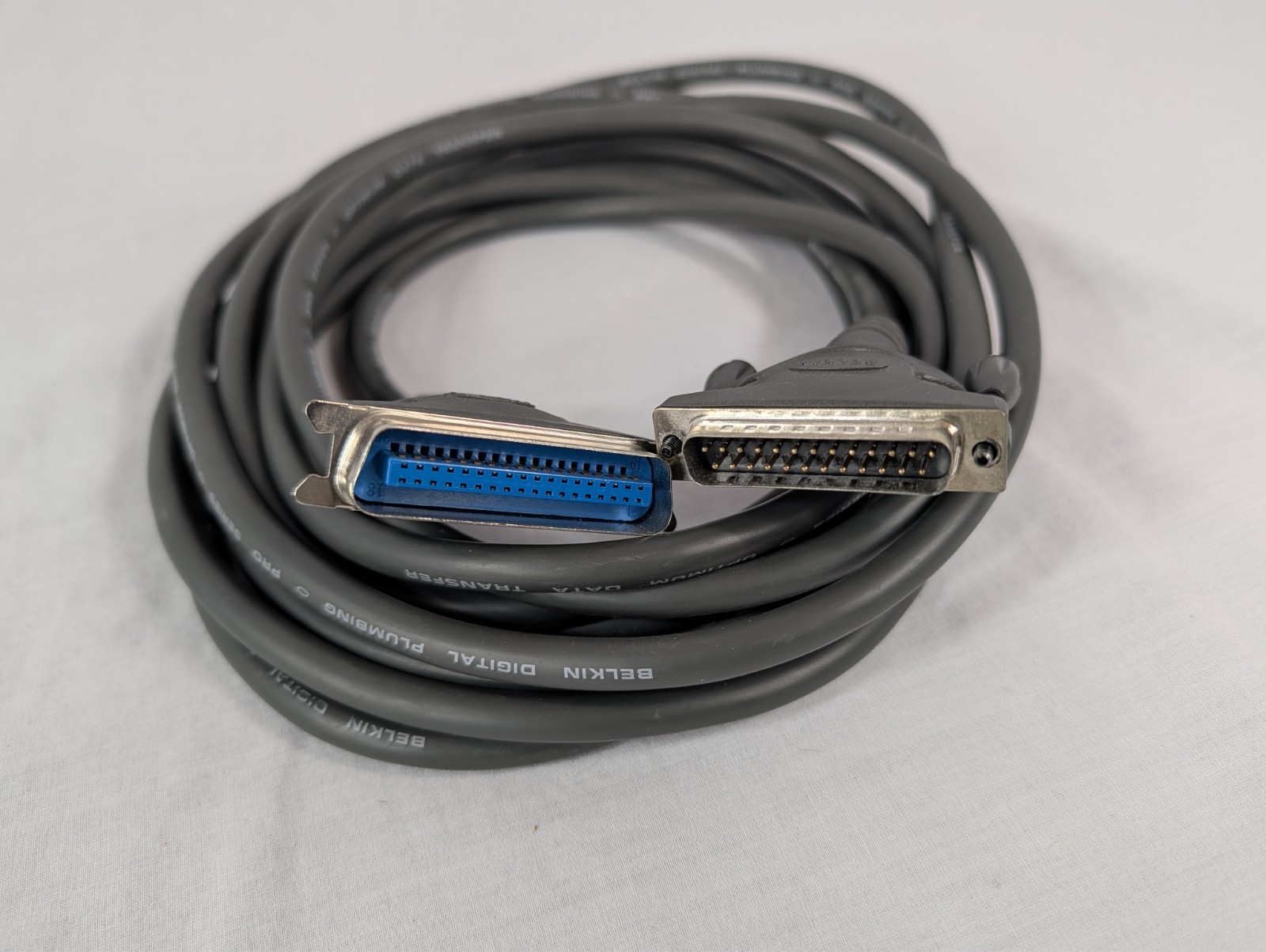 Vintage Belkin Printer Parallel Cable DB25 Male to Centronics 36 Connector 15ft