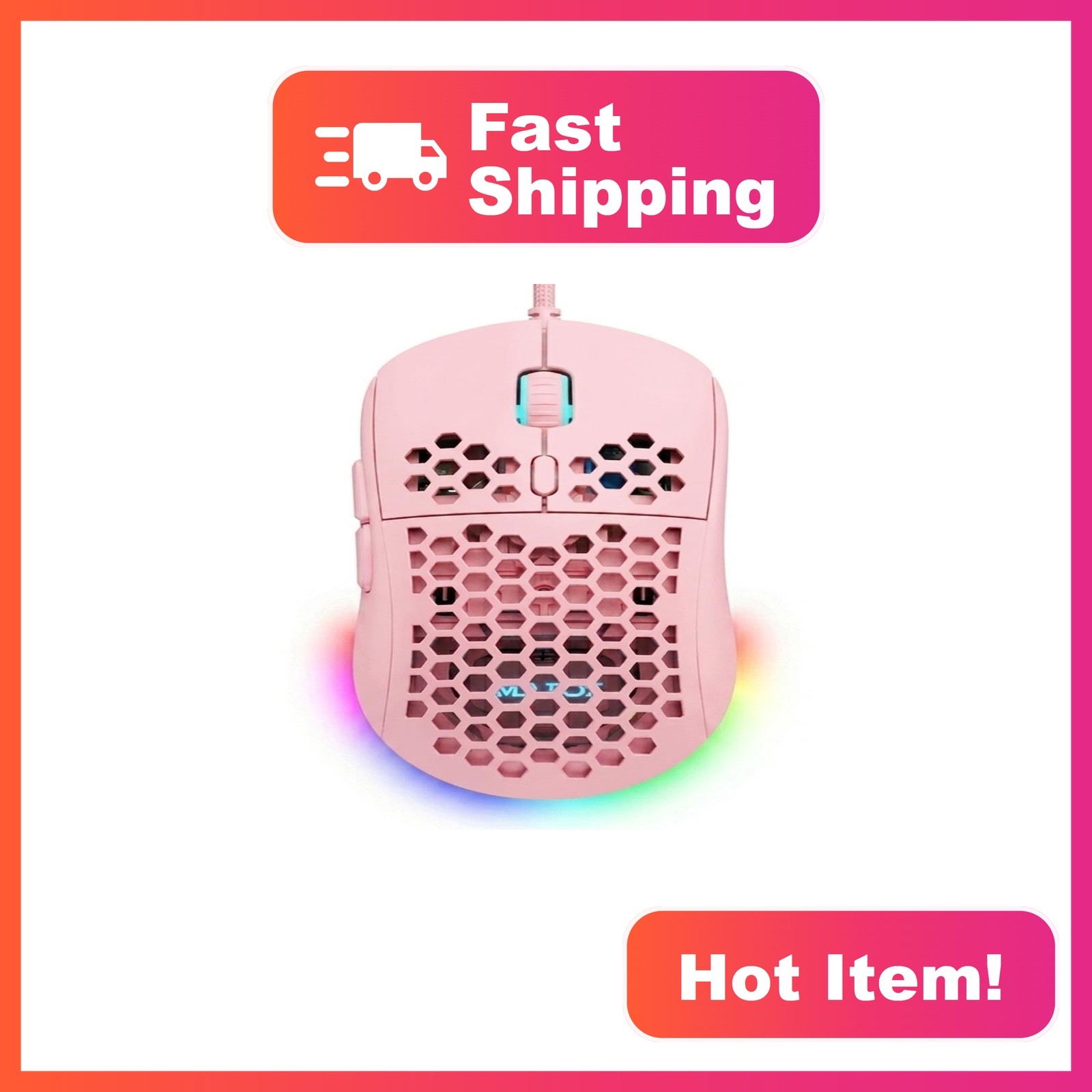 MR.FOX M1 Pink Lightweight Gaming Mouse 12800 DPI