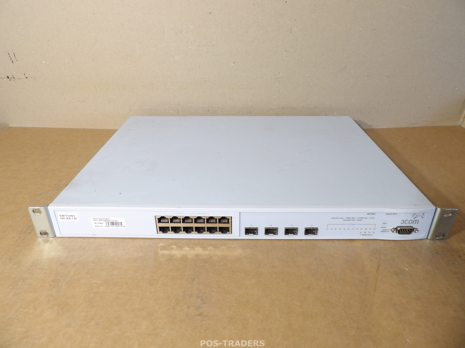 3Com Switch 3812 3C17401 12-Port 10/100/1000Mbps Ethernet Switch + RACK EARS