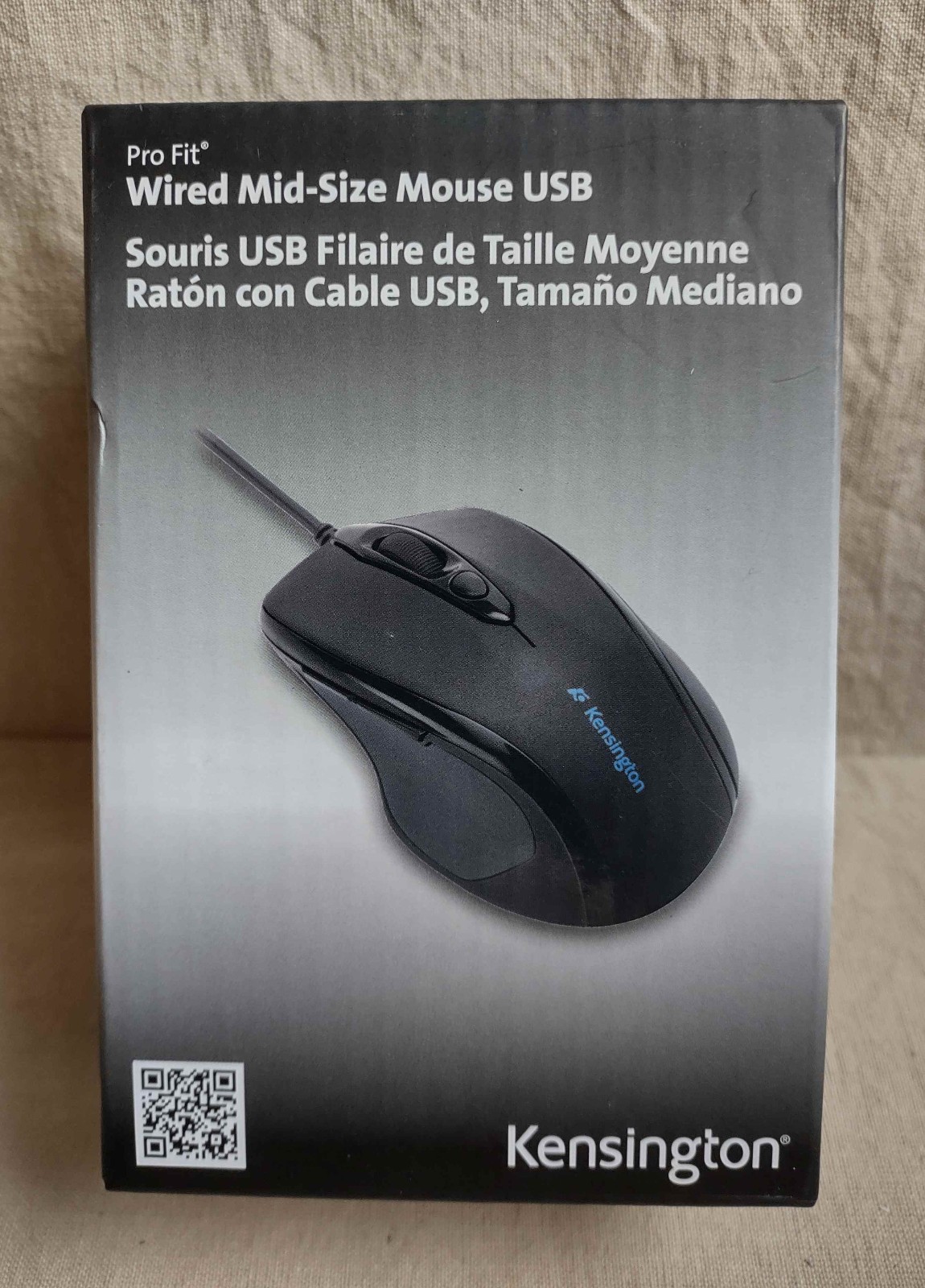 Kensington Pro-Fit Mid-size Wired Optical Mouse Black K72355US, NEW Sealed