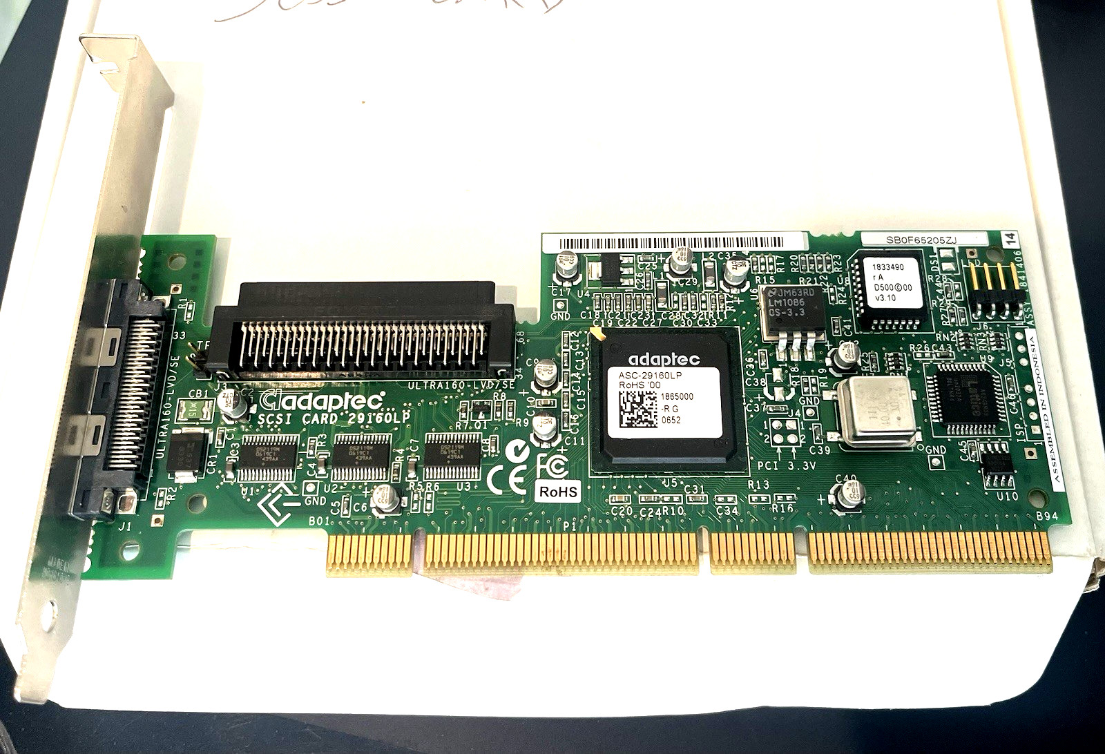 ADAPTEC 29160LP SCSI ULTRA-160 SCSI PCI CONTROLLER CARD with software & instruct