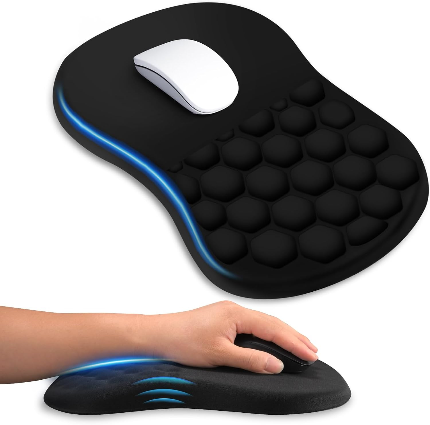 Alfombrilla Raton Ergonomica con Reposa Muneca Gel Espuma Memoria Antidesliz