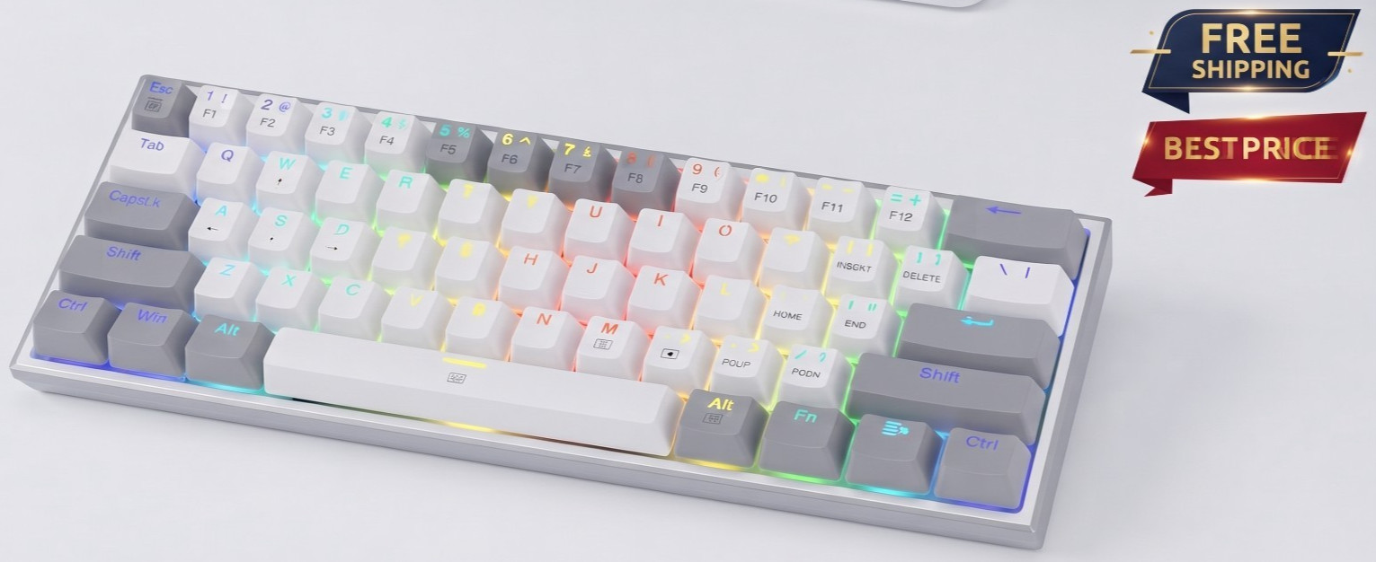 Redragon K617 Wired 60% Compact Hot-Swap RGB Gaming Mechanical Keyboard