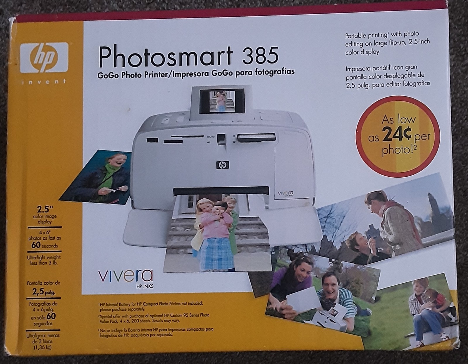 2005 HP Photosmart 385 Photo Printer New Sealed