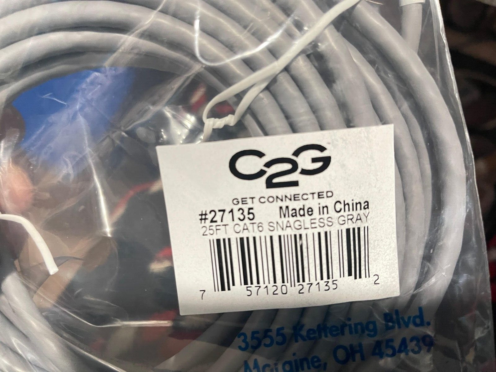 C2G 27135 Cat6 Cable Snagless Unshielded Ethernet Network Patch Gray 25ft (Y3U1
