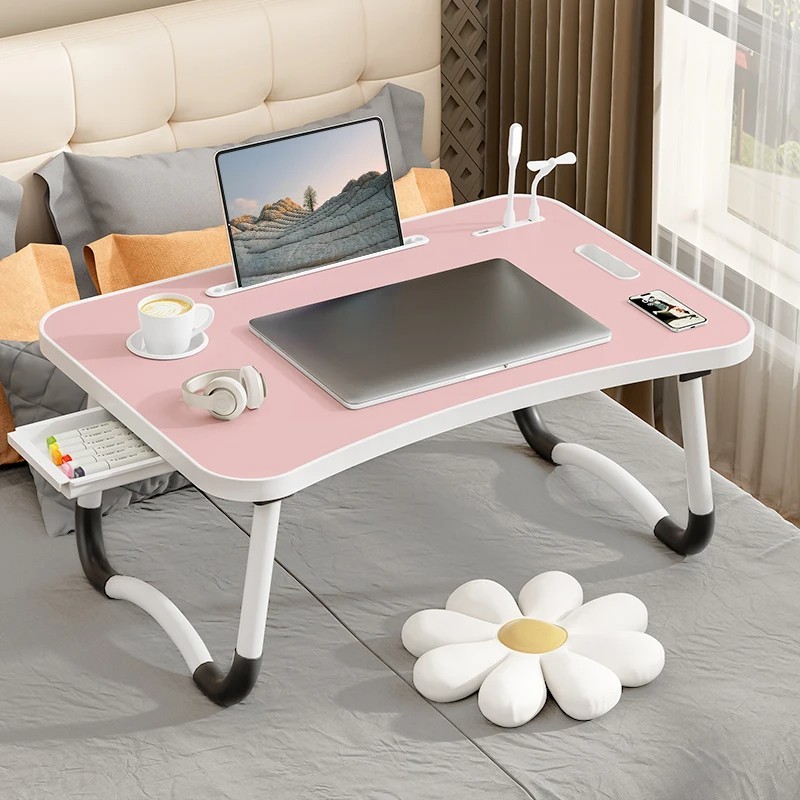 Laptop Bed Desk, Foldable Laptop Lap Desk Tray Table with USB Charge Port, Black