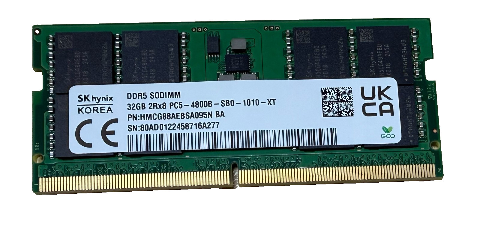 SK hynix 32GB DDR5-4800 PC5-4800B 2Rx8 SO-DIMM Laptop RAM HMCG88AEBSA095N