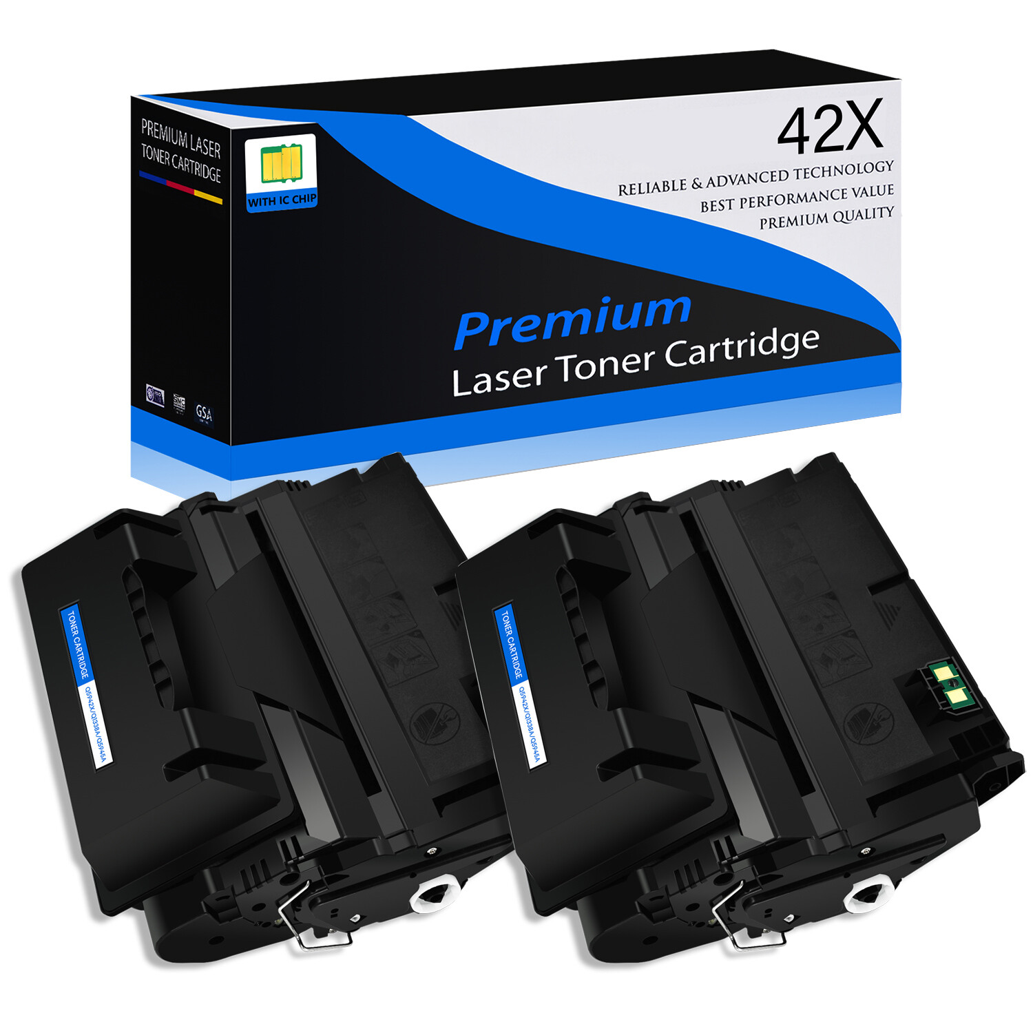 2PK BK Q5942X 42X Toner Cartridge Fit  For HP Laserjet 4240dn 4250Dtnsl 4350dtn