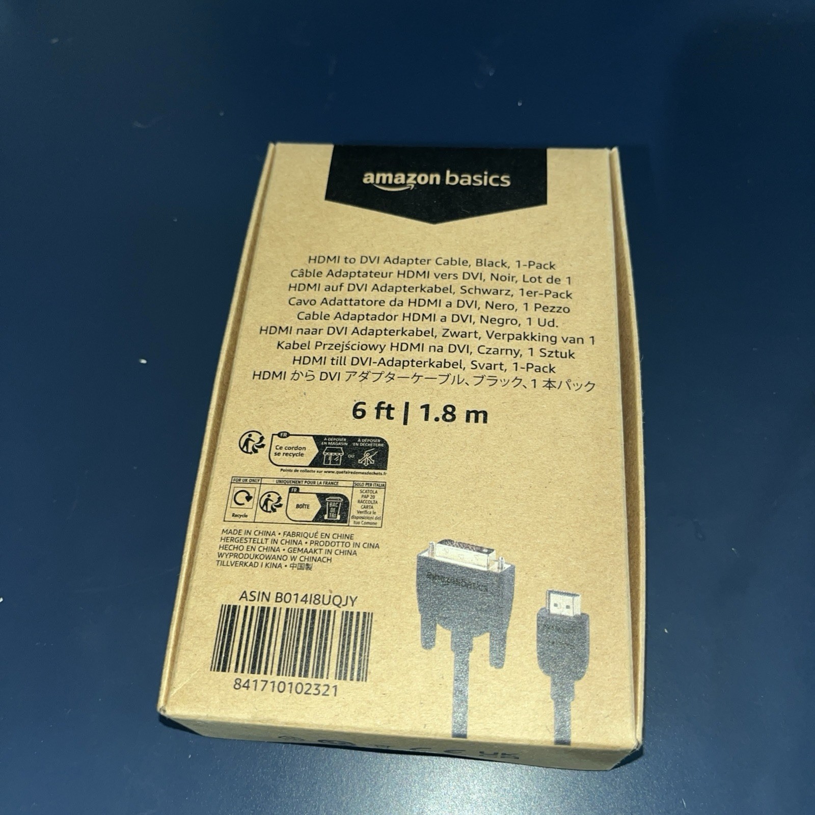 Amazon Basics HDMI to DVI Adapter Cable 1080P 6ft HL-007347 Black
