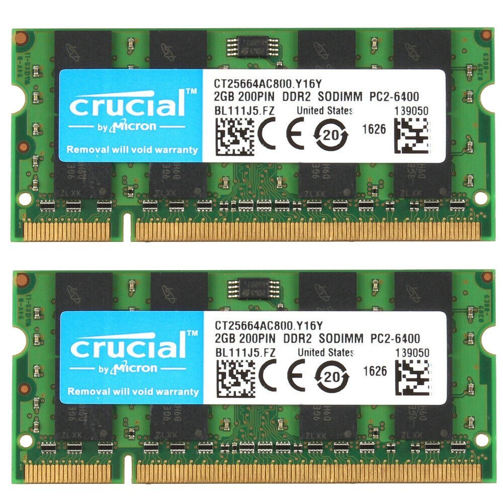 4GB Kit 2x 2GB For HP Pavilion DV6000 Series DDR2 PC2-6400 Laptop Memory RAM AB