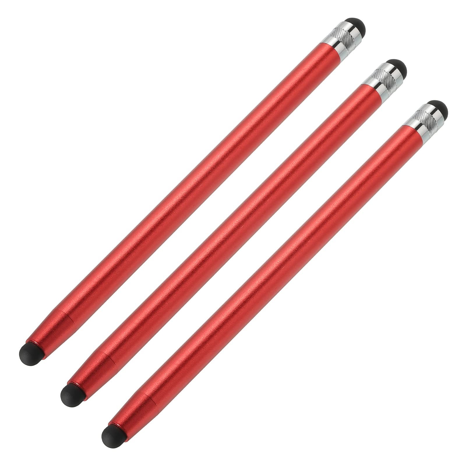 MECCANIXITY 3pcs Stylus Pens for Touch Screens Dual Rubber Tips Red