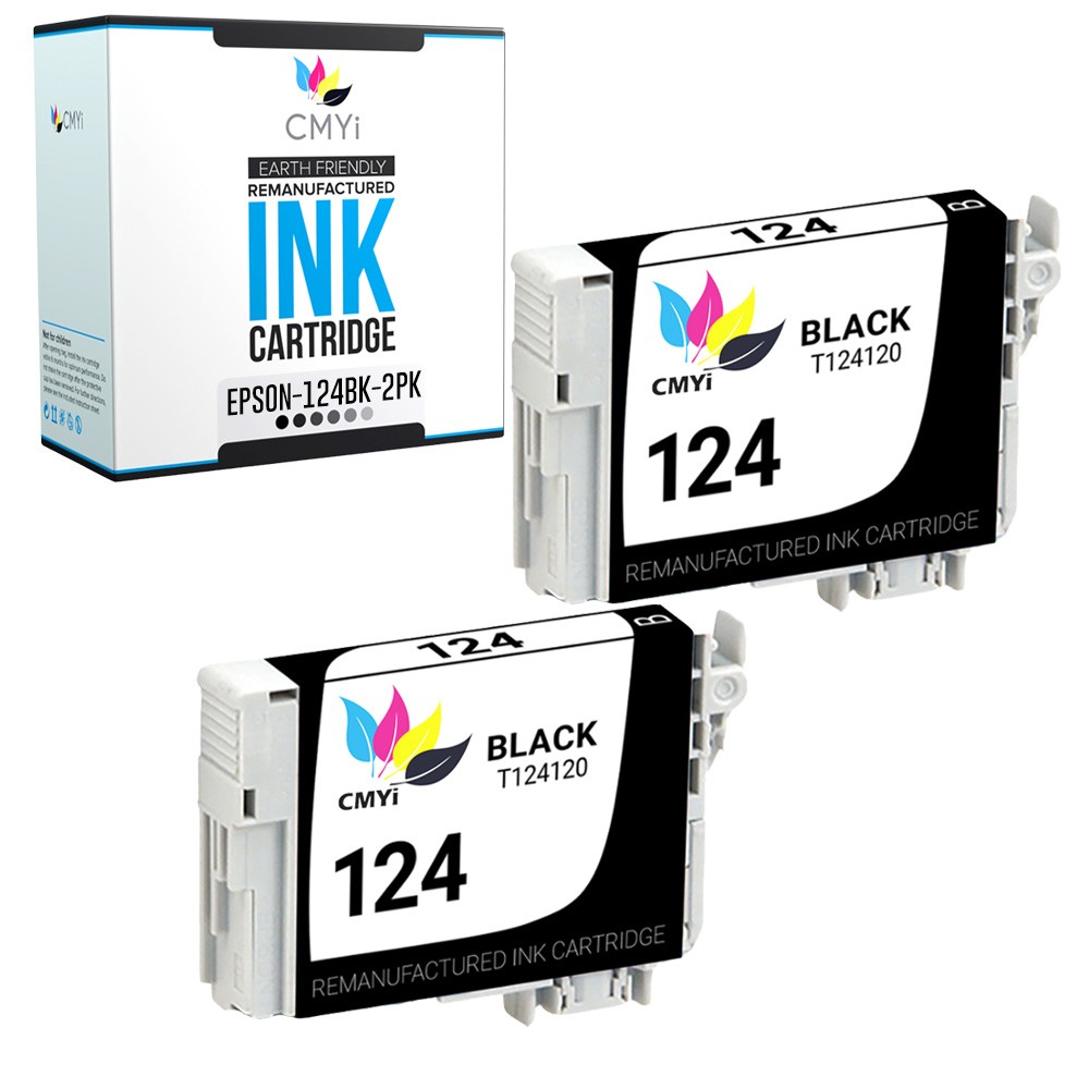 2PK CMYi Replacement T124 Black Ink Cartridge for Epson Stylus NX230 NX330 NX420