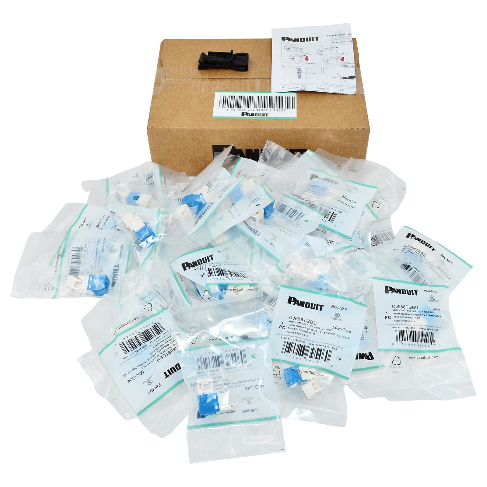 50X Cat6 MiniCom UTP RJ45 Network Jack Module Blue For Panduit CJ688TGBU Giga TX