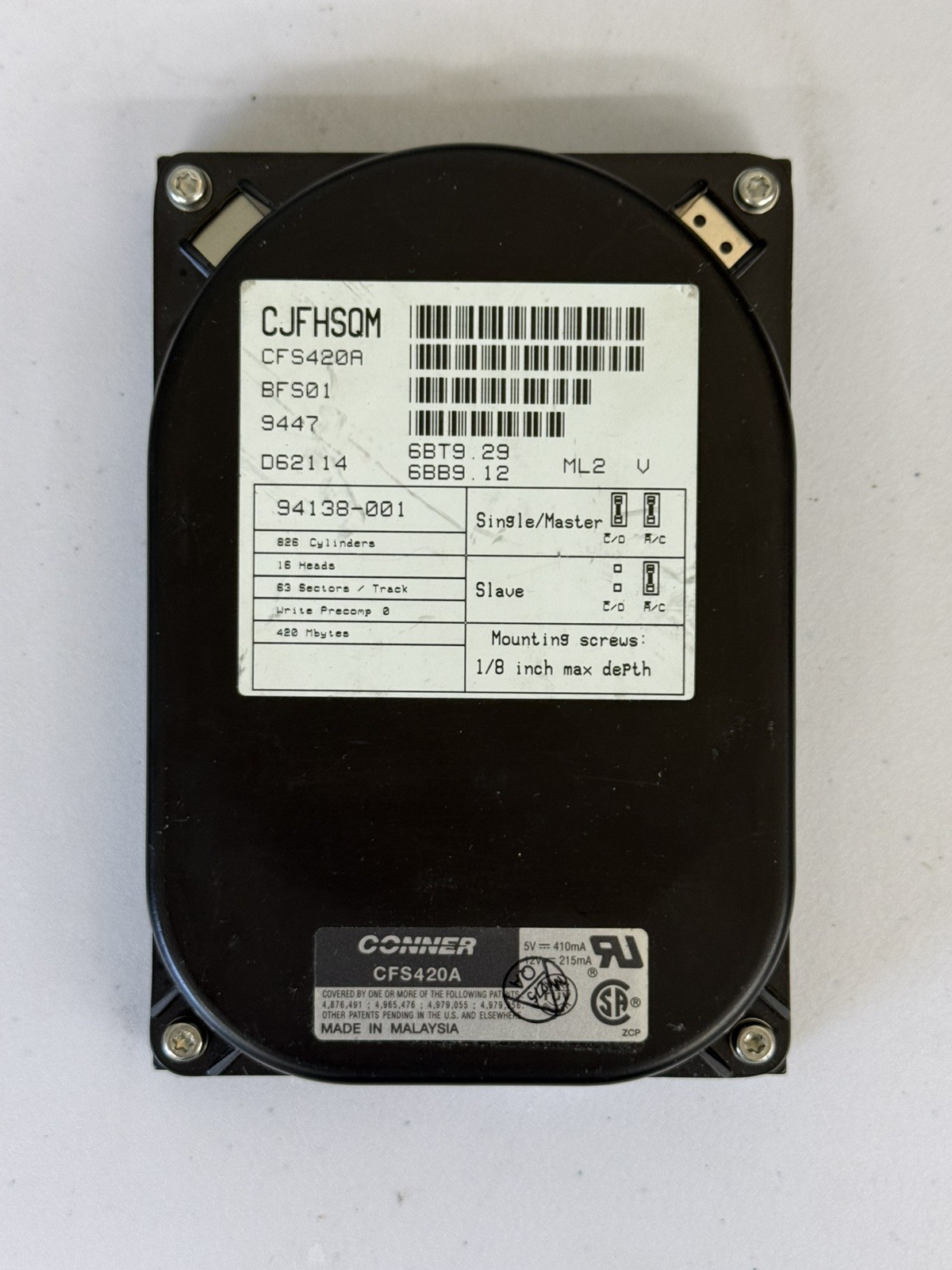 Vintage Conner CFS420A 420MB IDE Hard Drive - TESTED